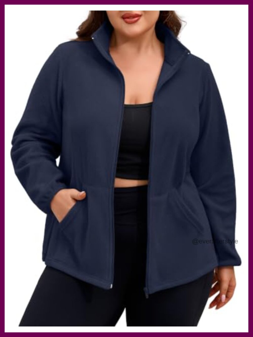 Plus Size Fleece Zip Up Jacket Warm Lined Coat with Pockets